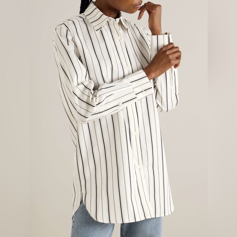 NWT TOVE White Button-Down Shirt with Black Pinstripes
